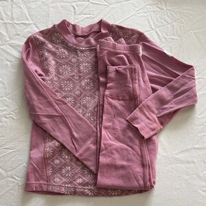 Pink Patterned 100% merino wool Set girls 6 years